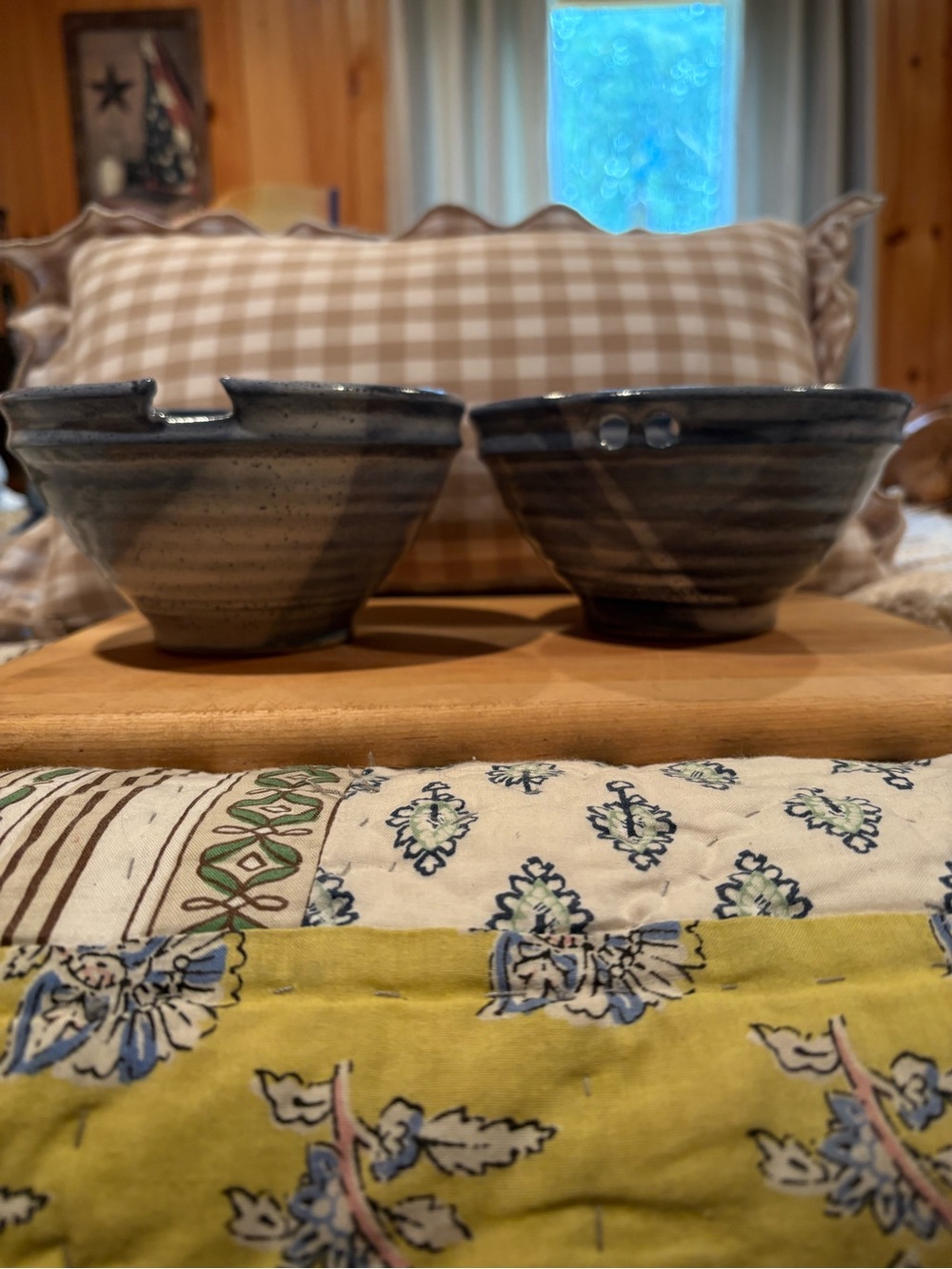 Set of 2 handmade ceramic/pottery ramen bowls (often called chopstick bowls)